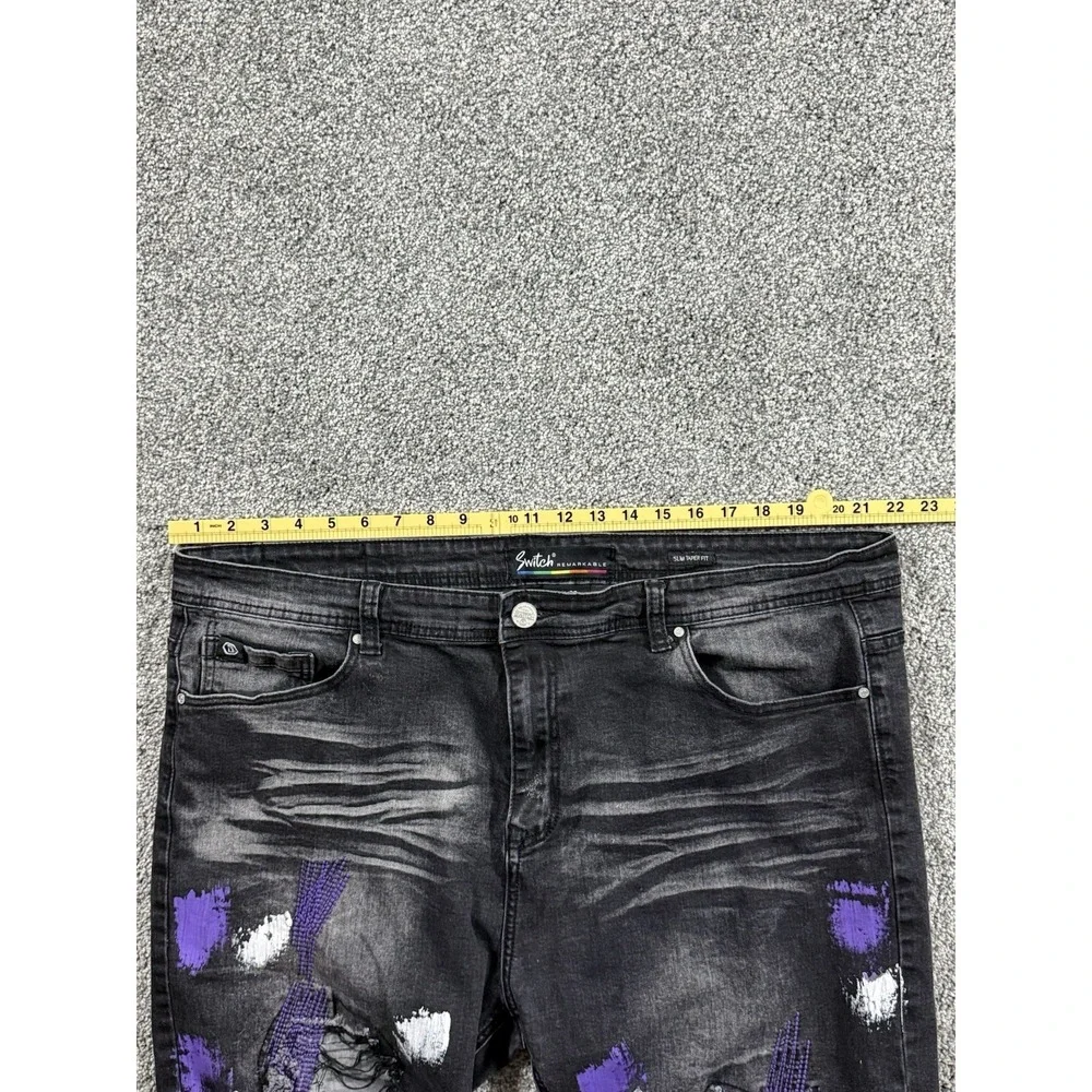 Switch Remarkable Men's Black Distressed Jeans Paint Splatter 40x32